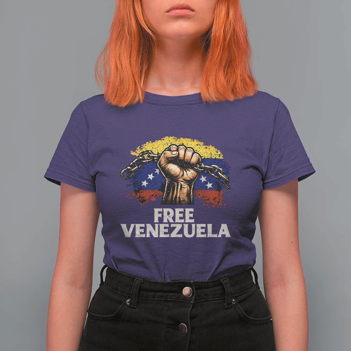 Free Venezuela Flag Chain Breaker T Shirt For Women Powerful Liberation for Liberation Supporters - Wonder Print Shop