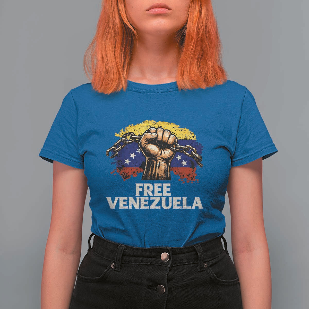 Free Venezuela Flag Chain Breaker T Shirt For Women Powerful Liberation for Liberation Supporters - Wonder Print Shop