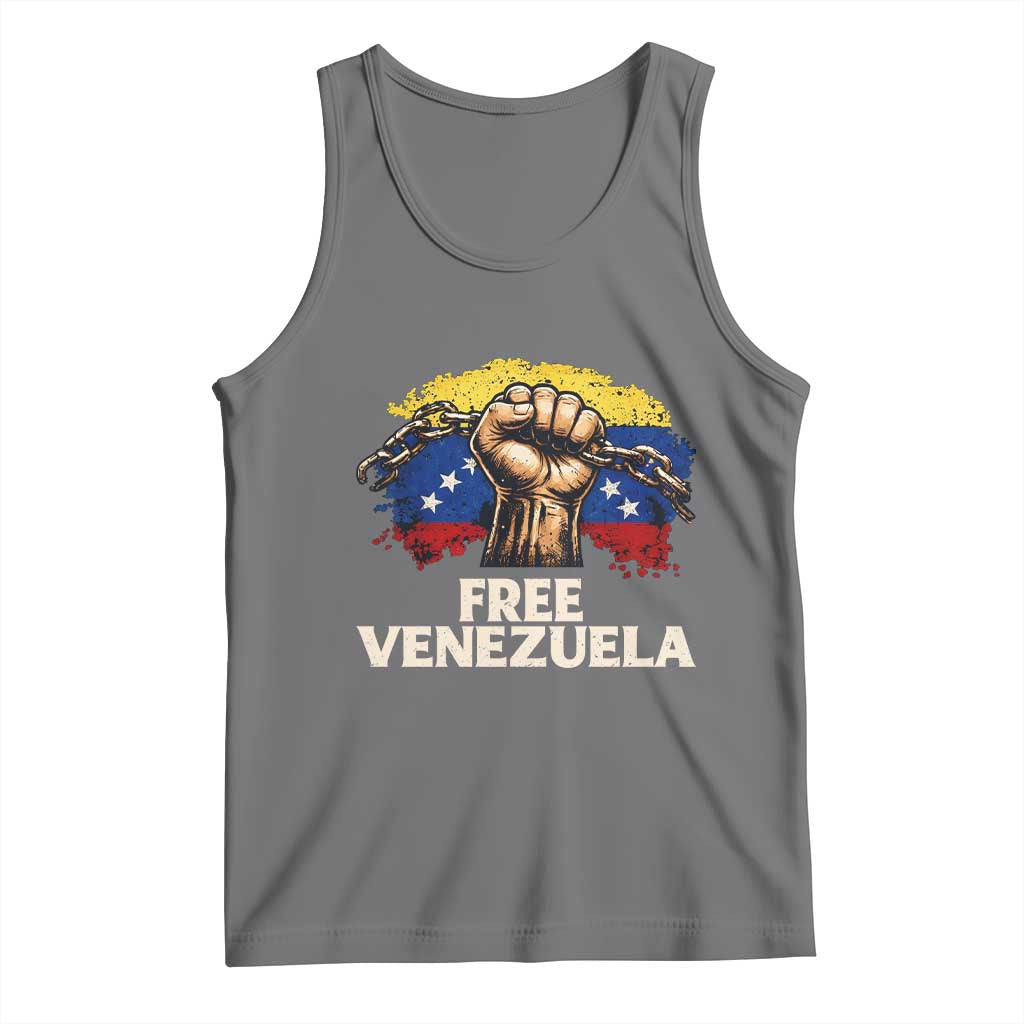 Free Venezuela Flag Chain Breaker Tank Top Powerful Liberation for Liberation Supporters - Wonder Print Shop
