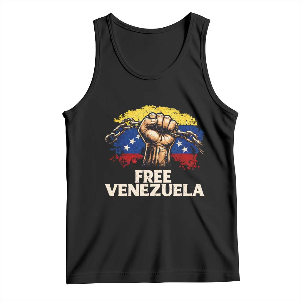 Free Venezuela Flag Chain Breaker Tank Top Powerful Liberation for Liberation Supporters - Wonder Print Shop