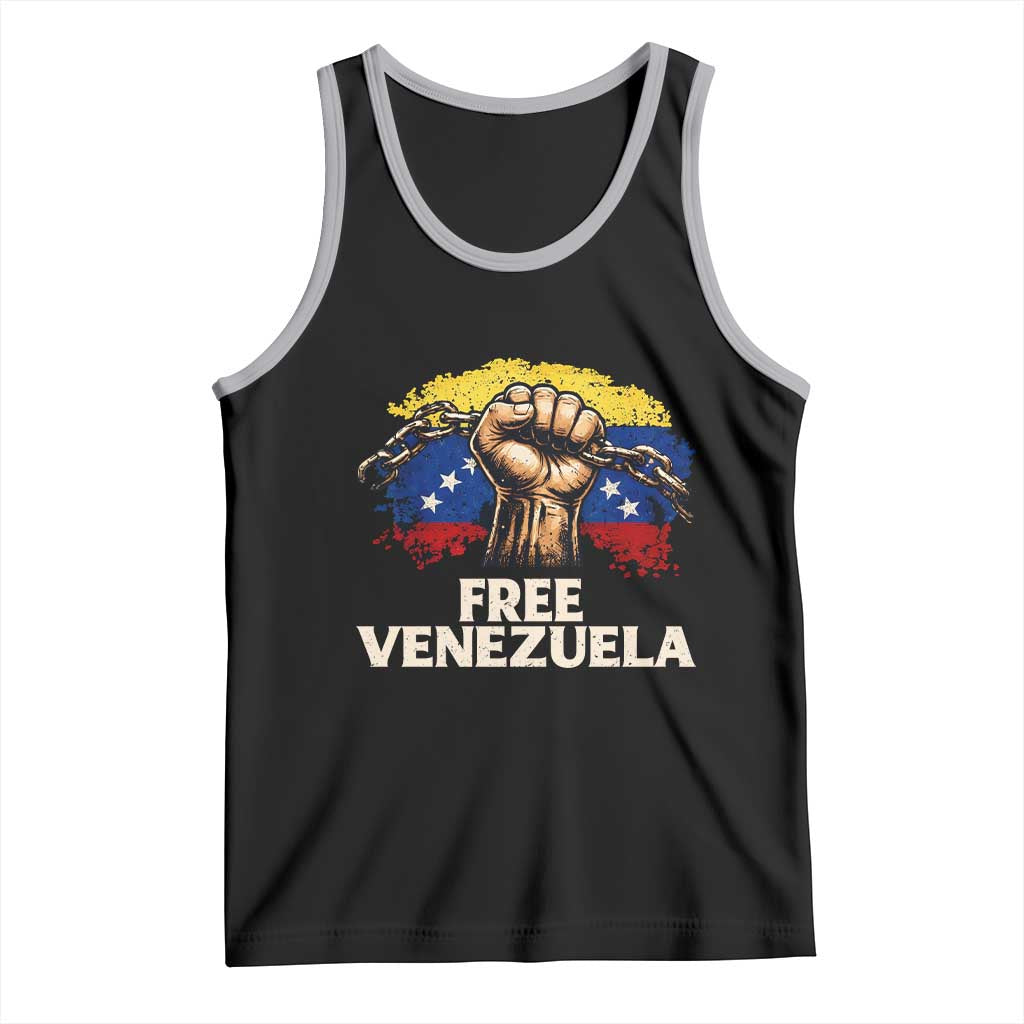 Free Venezuela Flag Chain Breaker Tank Top Powerful Liberation for Liberation Supporters - Wonder Print Shop