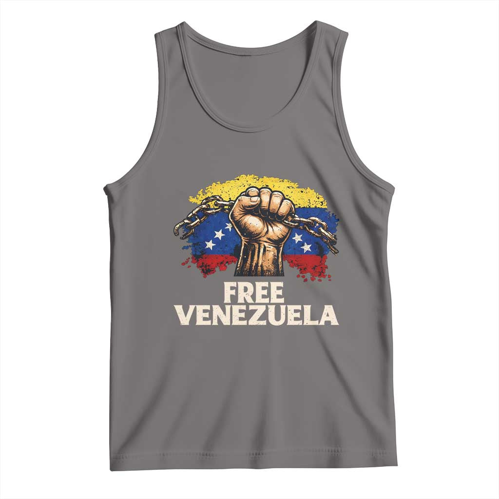 Free Venezuela Flag Chain Breaker Tank Top Powerful Liberation for Liberation Supporters - Wonder Print Shop