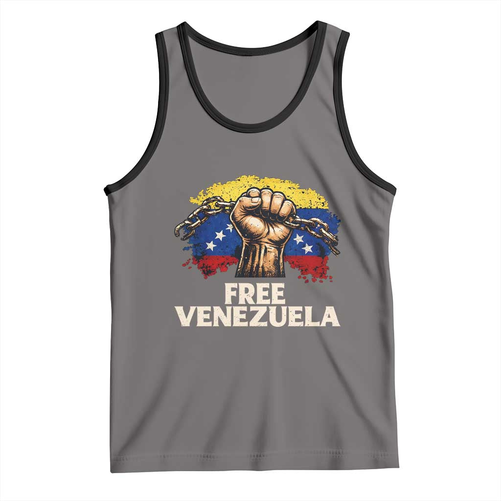 Free Venezuela Flag Chain Breaker Tank Top Powerful Liberation for Liberation Supporters - Wonder Print Shop