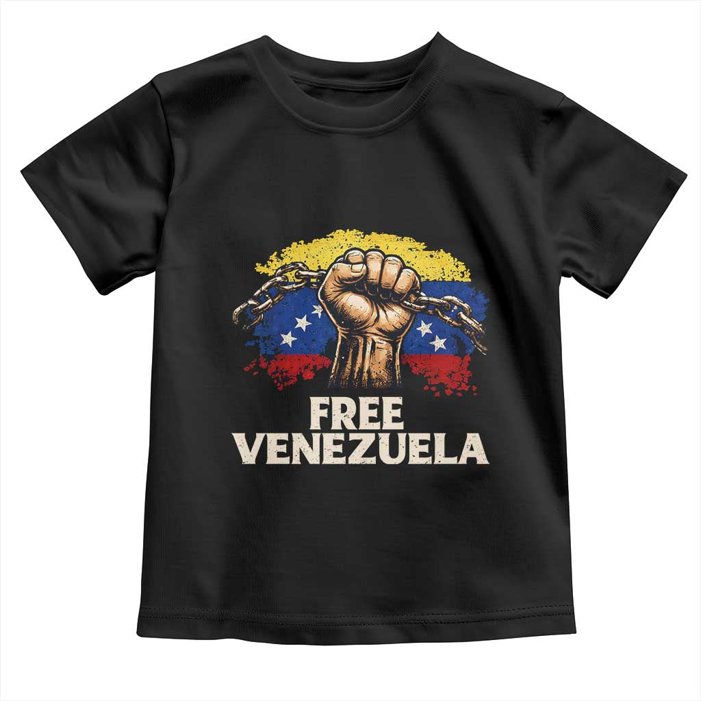 Free Venezuela Flag Chain Breaker Toddler T Shirt Powerful Liberation for Liberation Supporters - Wonder Print Shop