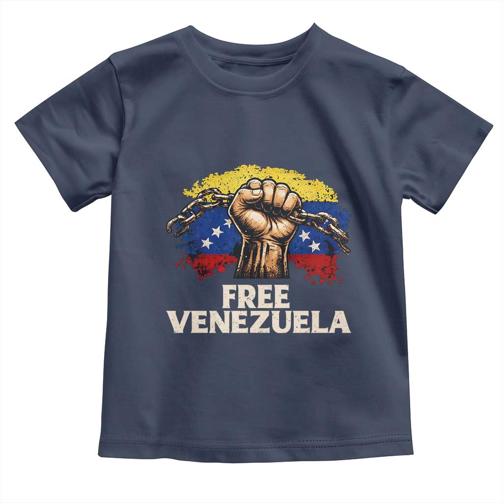 Free Venezuela Flag Chain Breaker Toddler T Shirt Powerful Liberation for Liberation Supporters - Wonder Print Shop