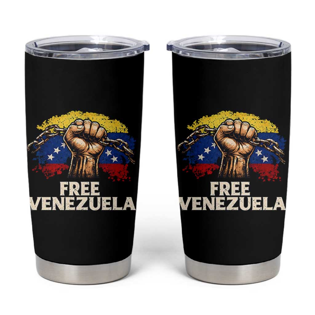 Free Venezuela Flag Chain Breaker Tumbler Cup Powerful Liberation for Liberation Supporters - Wonder Print Shop