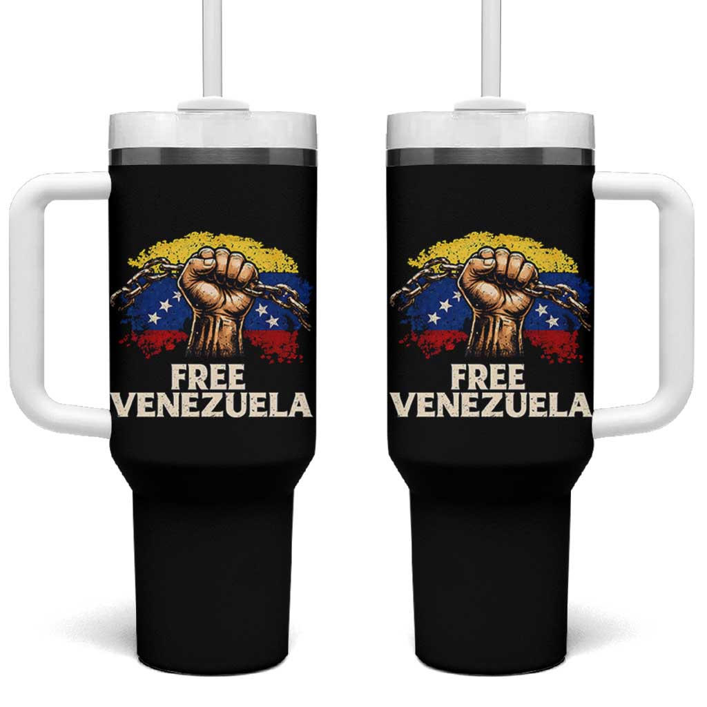 Free Venezuela Flag Chain Breaker Tumbler With Handle Powerful Liberation for Liberation Supporters - Wonder Print Shop