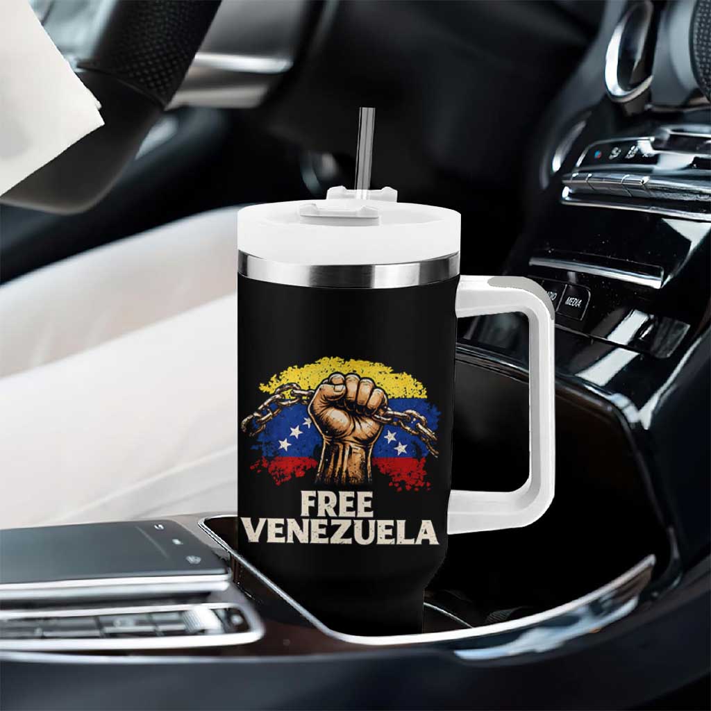 Free Venezuela Flag Chain Breaker Tumbler With Handle Powerful Liberation for Liberation Supporters - Wonder Print Shop