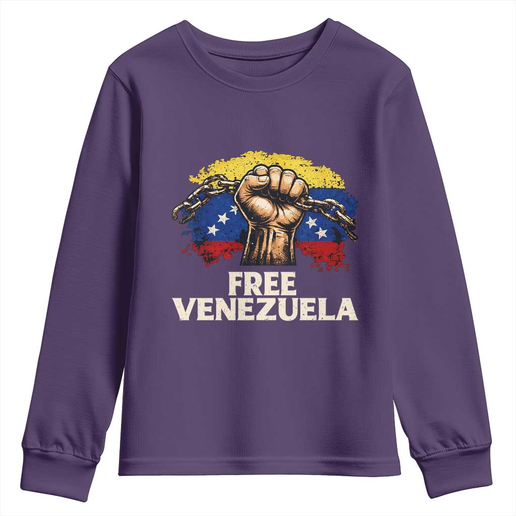 Free Venezuela Flag Chain Breaker Youth Sweatshirt Powerful Liberation for Liberation Supporters - Wonder Print Shop