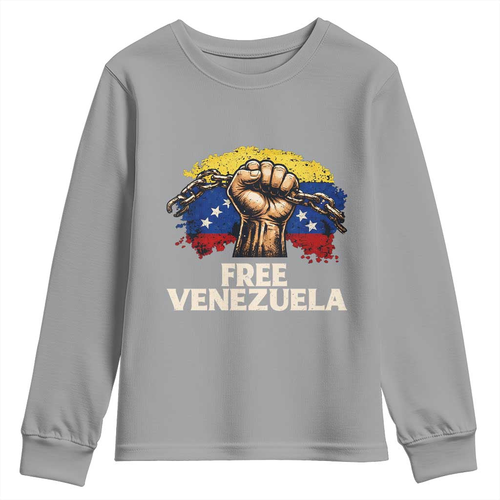 Free Venezuela Flag Chain Breaker Youth Sweatshirt Powerful Liberation for Liberation Supporters - Wonder Print Shop
