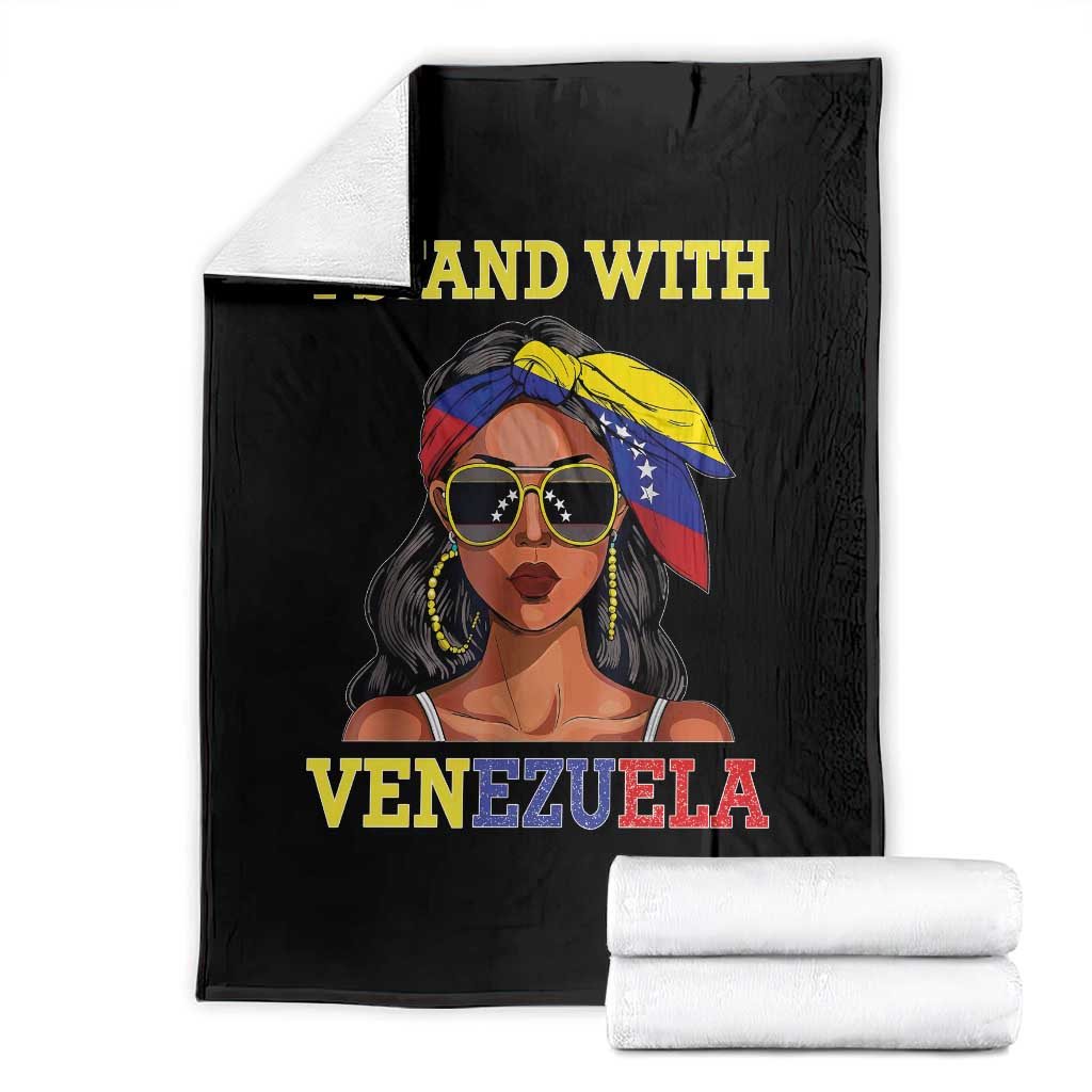 Stand With Venezuela Patriotic Throw Blanket Venezuelan Flag Empowering Afro Latina Messy Bun Bandana - Wonder Print Shop