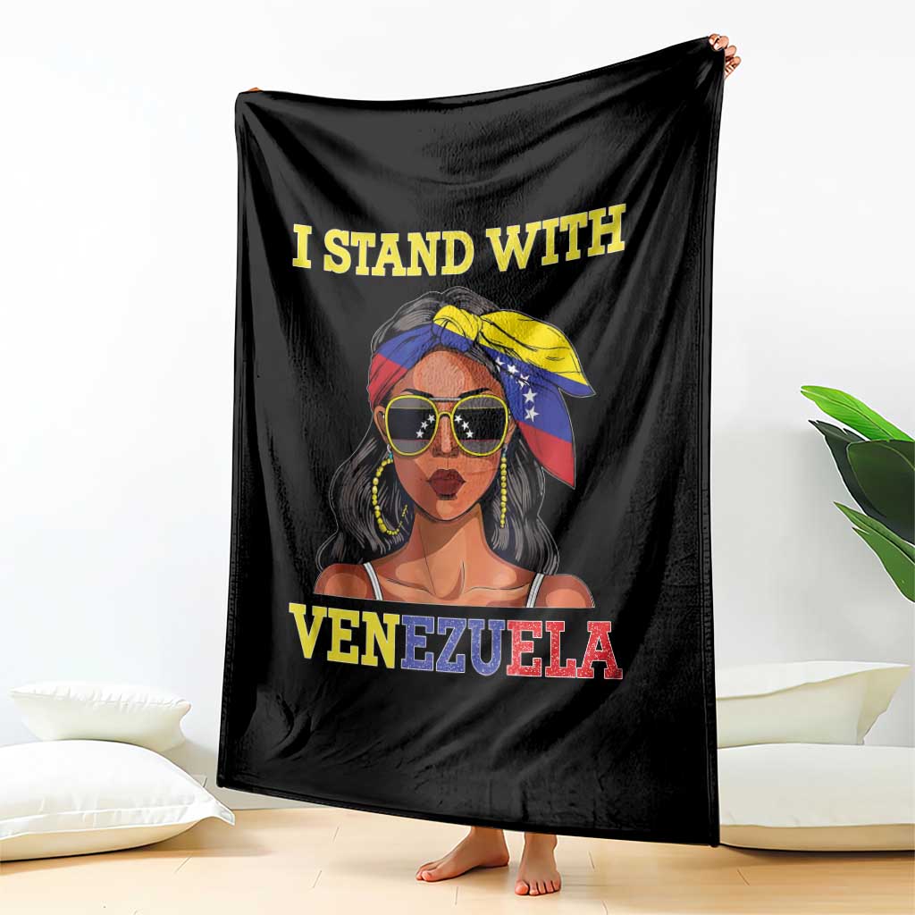 Stand With Venezuela Patriotic Throw Blanket Venezuelan Flag Empowering Afro Latina Messy Bun Bandana - Wonder Print Shop