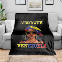 Stand With Venezuela Patriotic Throw Blanket Venezuelan Flag Empowering Afro Latina Messy Bun Bandana - Wonder Print Shop