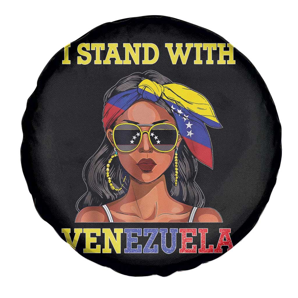 Stand With Venezuela Patriotic Spare Tire Cover Venezuelan Flag Empowering Afro Latina Messy Bun Bandana - Wonder Print Shop