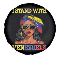 Stand With Venezuela Patriotic Spare Tire Cover Venezuelan Flag Empowering Afro Latina Messy Bun Bandana - Wonder Print Shop