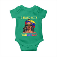 Stand With Venezuela Patriotic Baby Onesie Venezuelan Flag Empowering Afro Latina Messy Bun Bandana - Wonder Print Shop