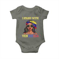 Stand With Venezuela Patriotic Baby Onesie Venezuelan Flag Empowering Afro Latina Messy Bun Bandana - Wonder Print Shop