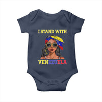 Stand With Venezuela Patriotic Baby Onesie Venezuelan Flag Empowering Afro Latina Messy Bun Bandana - Wonder Print Shop