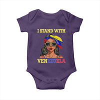Stand With Venezuela Patriotic Baby Onesie Venezuelan Flag Empowering Afro Latina Messy Bun Bandana - Wonder Print Shop