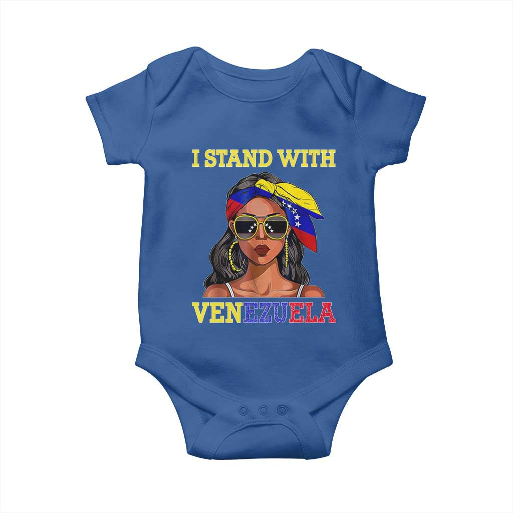 Stand With Venezuela Patriotic Baby Onesie Venezuelan Flag Empowering Afro Latina Messy Bun Bandana - Wonder Print Shop