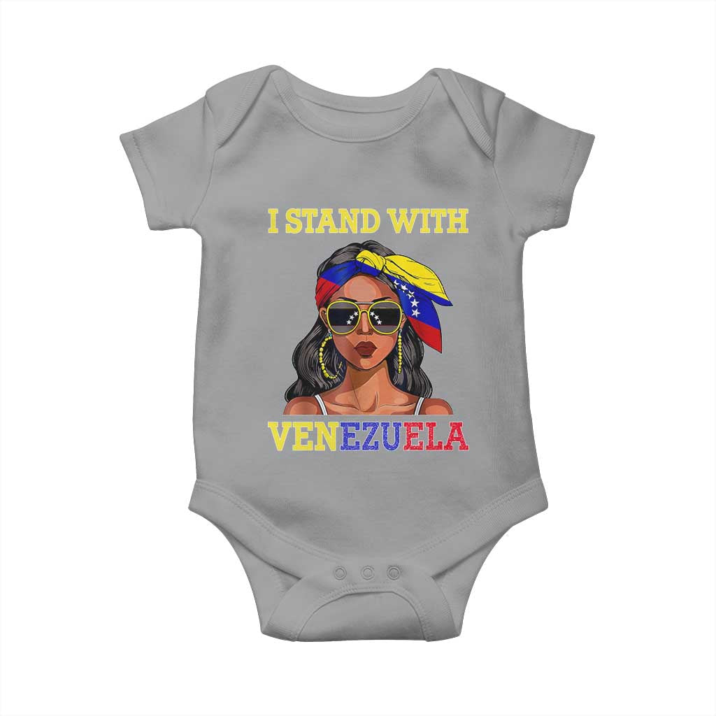 Stand With Venezuela Patriotic Baby Onesie Venezuelan Flag Empowering Afro Latina Messy Bun Bandana - Wonder Print Shop