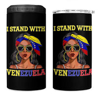 Stand With Venezuela Patriotic 4 in 1 Can Cooler Tumbler Venezuelan Flag Empowering Afro Latina Messy Bun Bandana - Wonder Print Shop