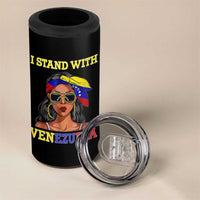 Stand With Venezuela Patriotic 4 in 1 Can Cooler Tumbler Venezuelan Flag Empowering Afro Latina Messy Bun Bandana - Wonder Print Shop