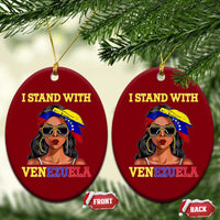 Stand With Venezuela Patriotic Ceramic Ornament Venezuelan Flag Empowering Afro Latina Messy Bun Bandana - Wonder Print Shop