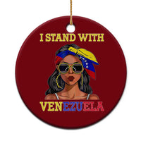 Stand With Venezuela Patriotic Ceramic Ornament Venezuelan Flag Empowering Afro Latina Messy Bun Bandana - Wonder Print Shop