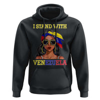 Stand With Venezuela Patriotic Hoodie Venezuelan Flag Empowering Afro Latina Messy Bun Bandana - Wonder Print Shop