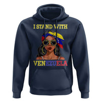 Stand With Venezuela Patriotic Hoodie Venezuelan Flag Empowering Afro Latina Messy Bun Bandana - Wonder Print Shop