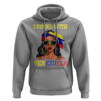 Stand With Venezuela Patriotic Hoodie Venezuelan Flag Empowering Afro Latina Messy Bun Bandana - Wonder Print Shop