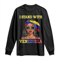 Stand With Venezuela Patriotic Long Sleeve Shirt Venezuelan Flag Empowering Afro Latina Messy Bun Bandana - Wonder Print Shop