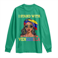 Stand With Venezuela Patriotic Long Sleeve Shirt Venezuelan Flag Empowering Afro Latina Messy Bun Bandana - Wonder Print Shop