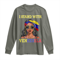 Stand With Venezuela Patriotic Long Sleeve Shirt Venezuelan Flag Empowering Afro Latina Messy Bun Bandana - Wonder Print Shop