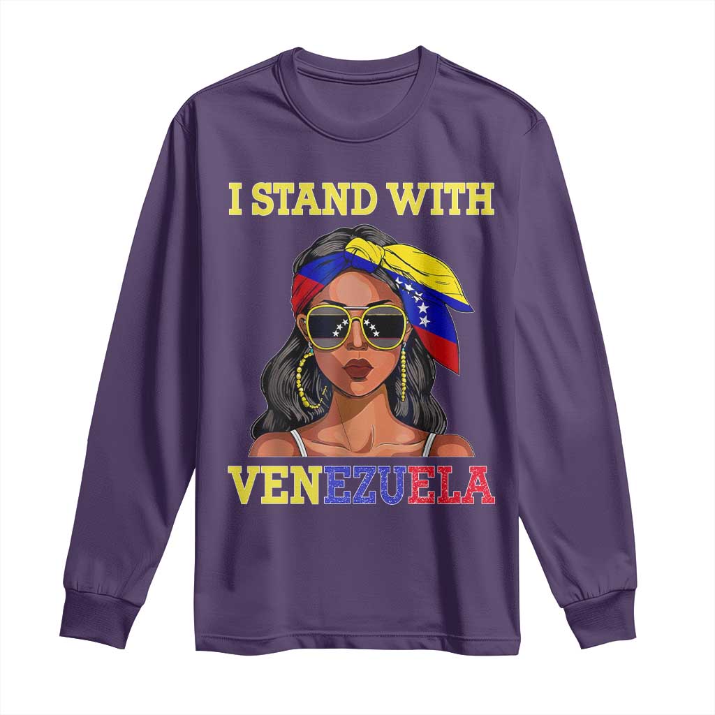 Stand With Venezuela Patriotic Long Sleeve Shirt Venezuelan Flag Empowering Afro Latina Messy Bun Bandana - Wonder Print Shop