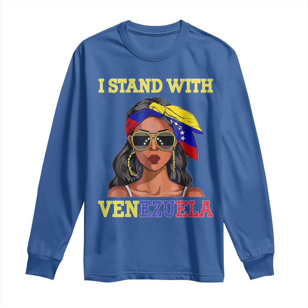 Stand With Venezuela Patriotic Long Sleeve Shirt Venezuelan Flag Empowering Afro Latina Messy Bun Bandana - Wonder Print Shop