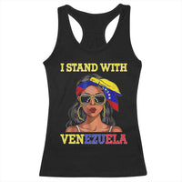 Stand With Venezuela Patriotic Racerback Tank Top Venezuelan Flag Empowering Afro Latina Messy Bun Bandana - Wonder Print Shop