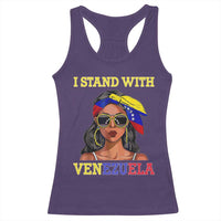 Stand With Venezuela Patriotic Racerback Tank Top Venezuelan Flag Empowering Afro Latina Messy Bun Bandana - Wonder Print Shop