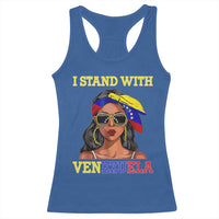Stand With Venezuela Patriotic Racerback Tank Top Venezuelan Flag Empowering Afro Latina Messy Bun Bandana - Wonder Print Shop