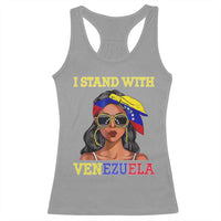 Stand With Venezuela Patriotic Racerback Tank Top Venezuelan Flag Empowering Afro Latina Messy Bun Bandana - Wonder Print Shop