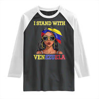 Stand With Venezuela Patriotic Raglan Shirt Venezuelan Flag Empowering Afro Latina Messy Bun Bandana - Wonder Print Shop