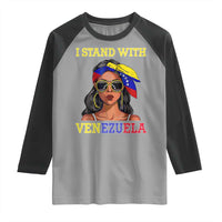 Stand With Venezuela Patriotic Raglan Shirt Venezuelan Flag Empowering Afro Latina Messy Bun Bandana - Wonder Print Shop