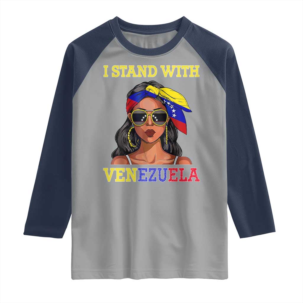 Stand With Venezuela Patriotic Raglan Shirt Venezuelan Flag Empowering Afro Latina Messy Bun Bandana - Wonder Print Shop