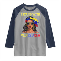 Stand With Venezuela Patriotic Raglan Shirt Venezuelan Flag Empowering Afro Latina Messy Bun Bandana - Wonder Print Shop