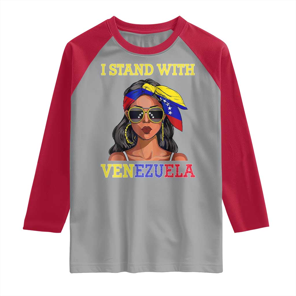 Stand With Venezuela Patriotic Raglan Shirt Venezuelan Flag Empowering Afro Latina Messy Bun Bandana - Wonder Print Shop