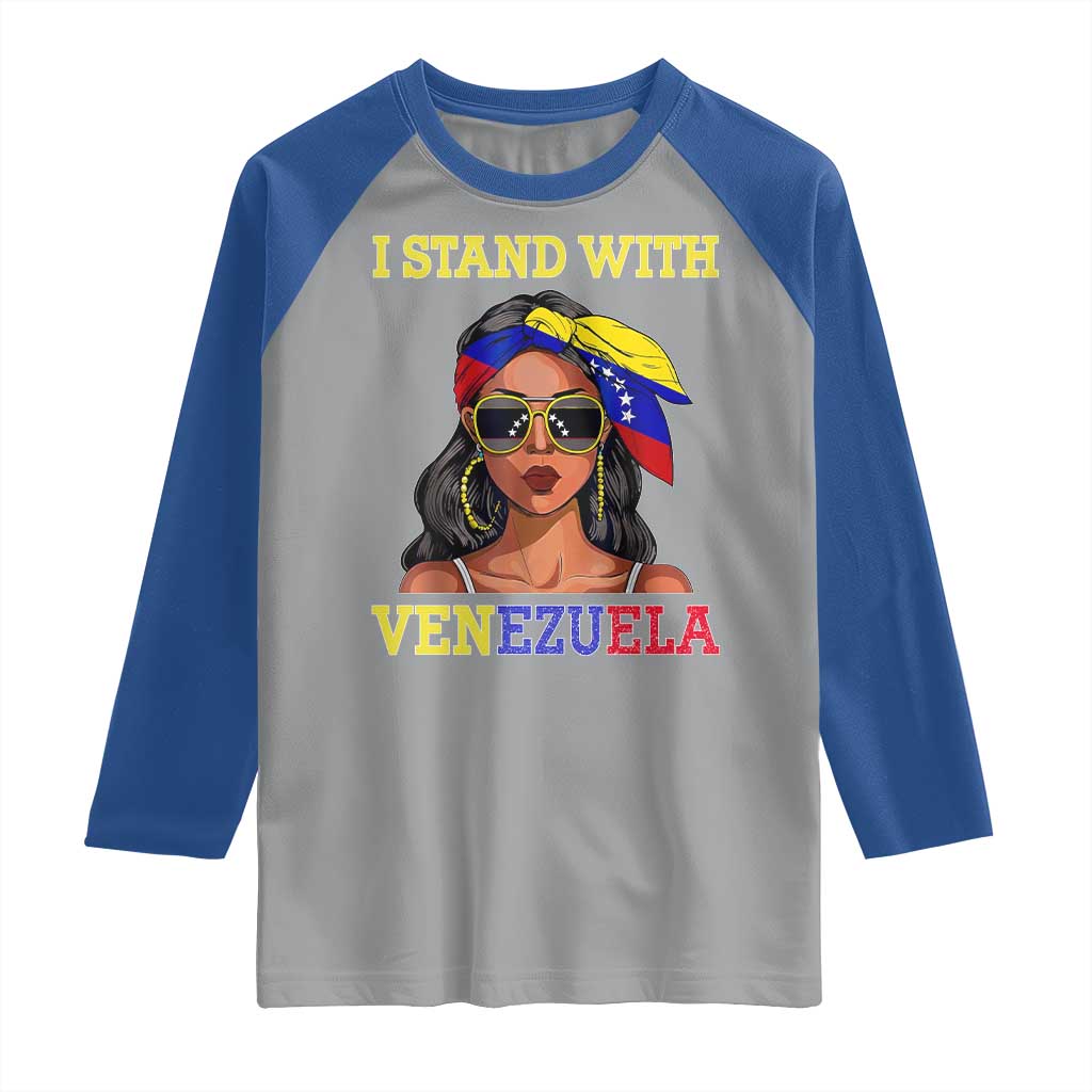 Stand With Venezuela Patriotic Raglan Shirt Venezuelan Flag Empowering Afro Latina Messy Bun Bandana - Wonder Print Shop