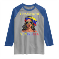 Stand With Venezuela Patriotic Raglan Shirt Venezuelan Flag Empowering Afro Latina Messy Bun Bandana - Wonder Print Shop