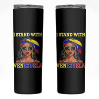 Stand With Venezuela Patriotic Skinny Tumbler Venezuelan Flag Empowering Afro Latina Messy Bun Bandana - Wonder Print Shop