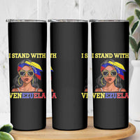 Stand With Venezuela Patriotic Skinny Tumbler Venezuelan Flag Empowering Afro Latina Messy Bun Bandana - Wonder Print Shop